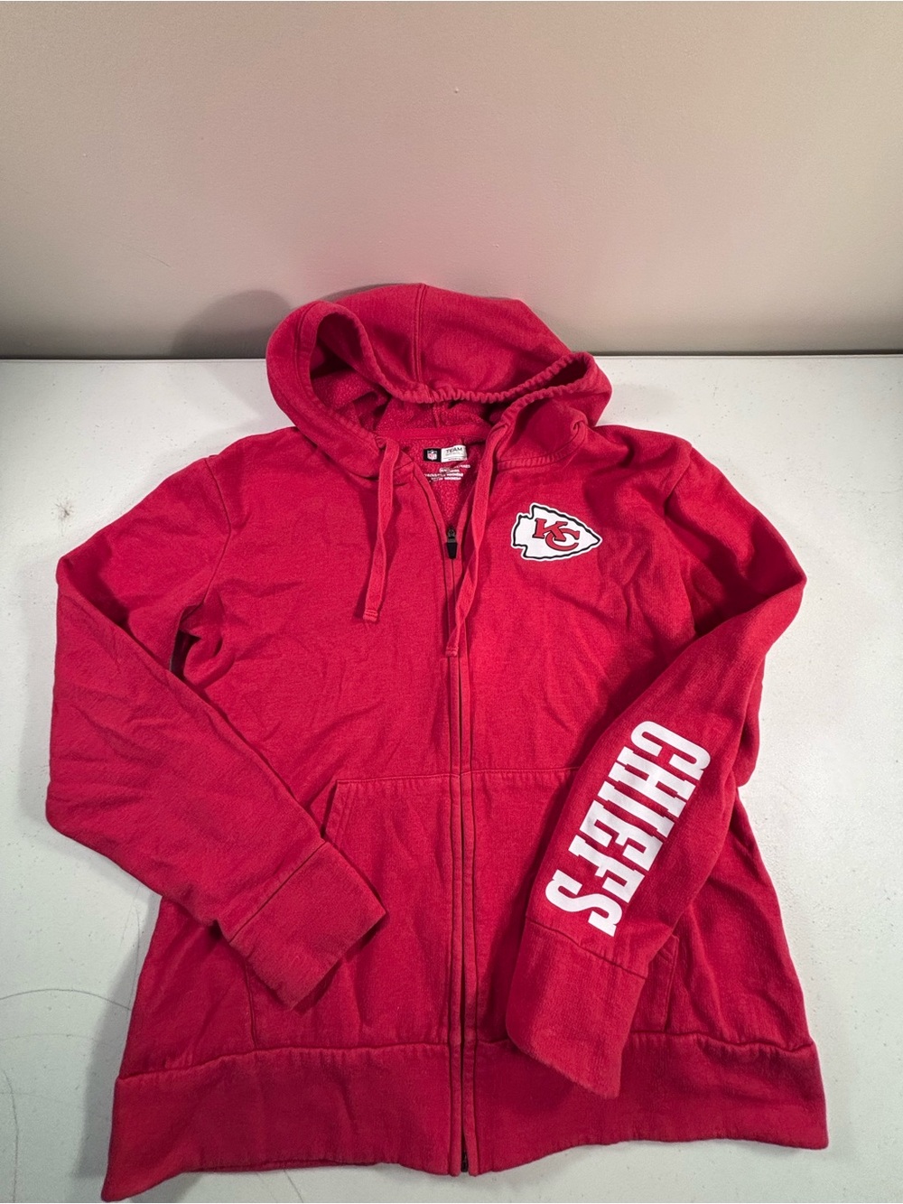 NFL Red Kids Full-Zip Hoodie with Chiefs Sleeve Graphic